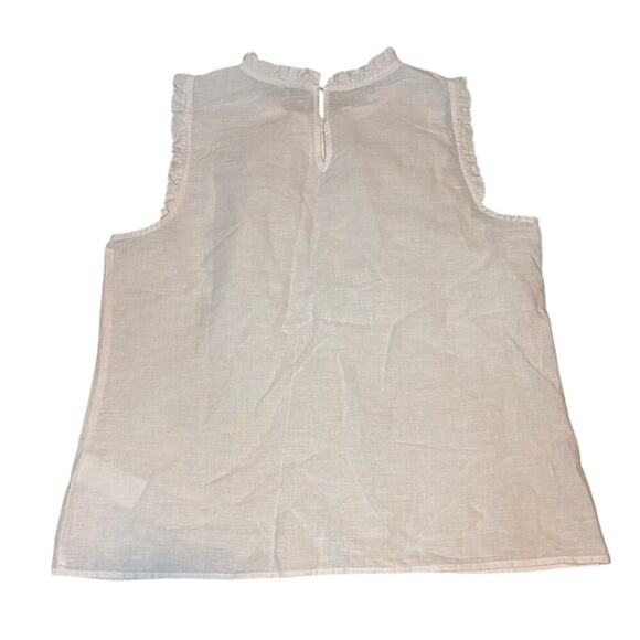 NWT J.Crew White Linen Ruffle Tank Top XS | Summer Work Casual Blouse - Picture 5 of 7